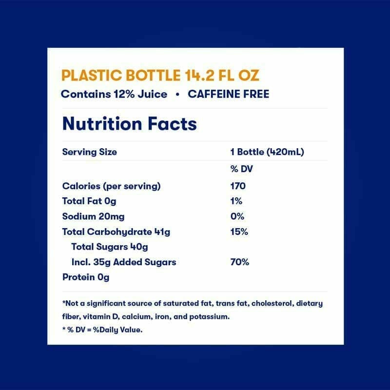 Orangina Plastic Bottle Nutrition Facts - US Orangina Plastic Bottle Nutrition Facts - US